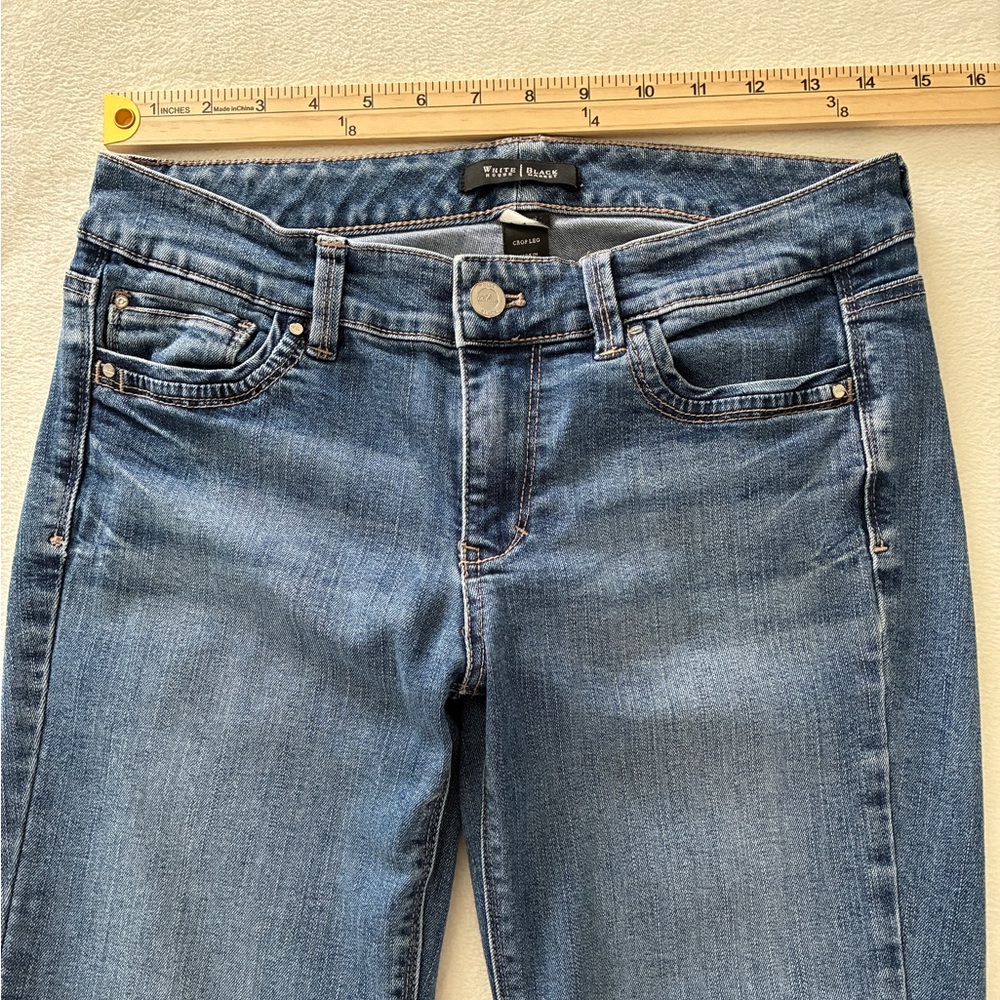 White House Black Market Blanc Crop Jeans 4 Blue Straight Leg Denim WHBM Casual - Picture 11 of 16
